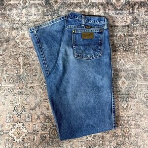Wrangler George Strait Cowboy Cut Jeans Mens 36x38 Blue Denim Straight Workwear